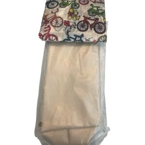 Colorful Bicycle Print Bag with Light Khaki Cosmetic Bag